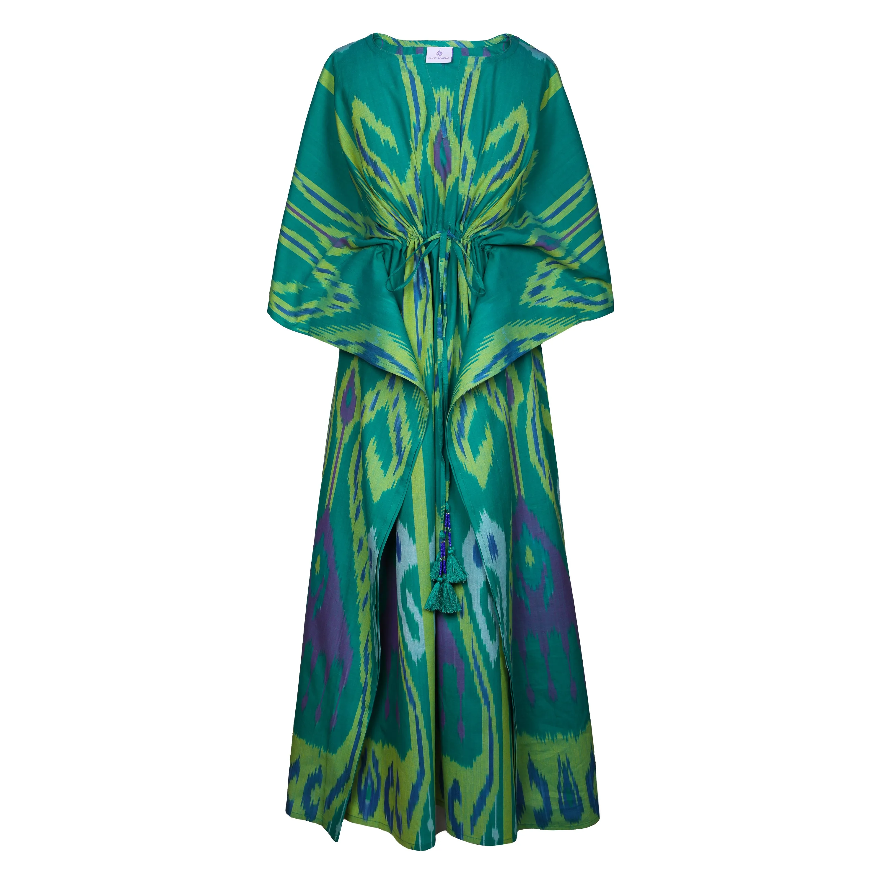 Cassis Cotton Ikat Maxi Kaftan