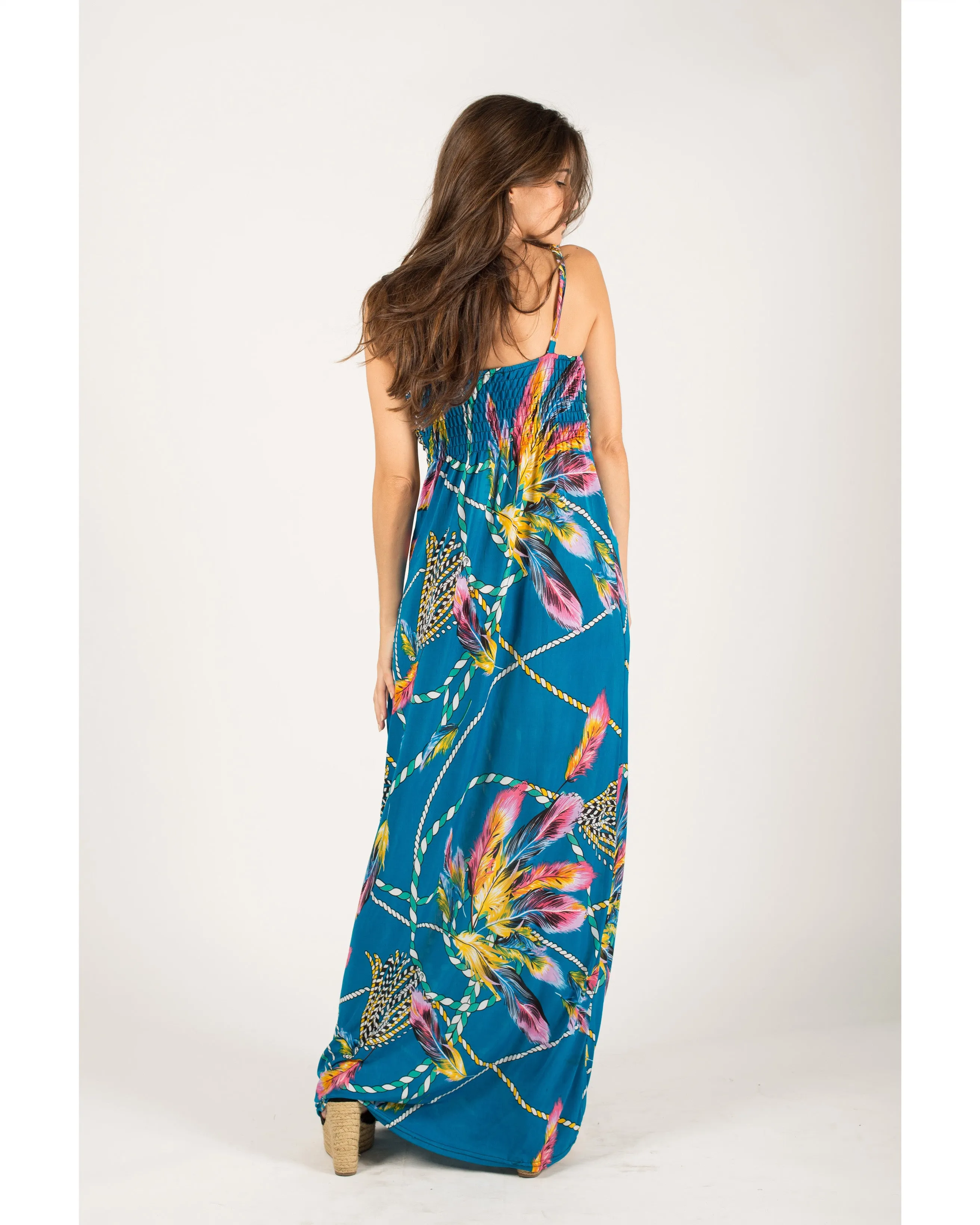 Chain print maxi dress (Blue)