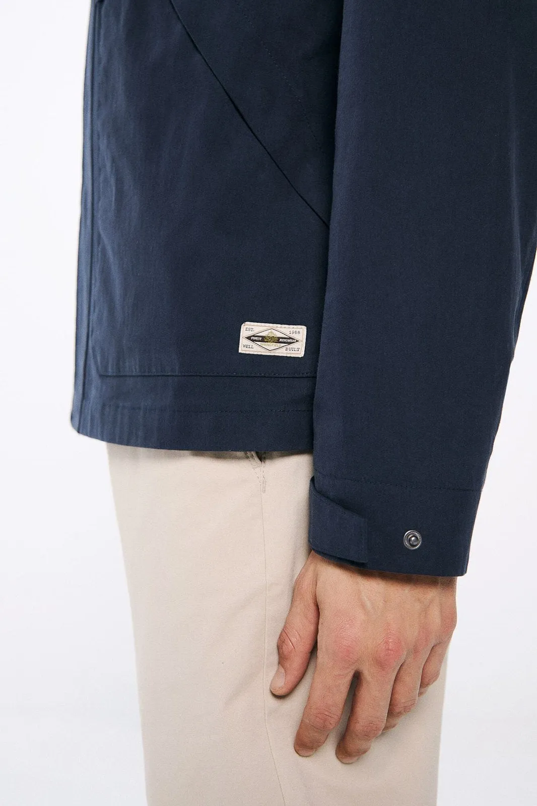 Corduroy Neck Short Parka - Beige