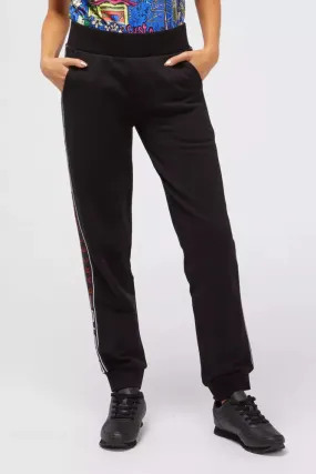 Custo Barcelona Chic Black Sweatpants with Logo Side Bands