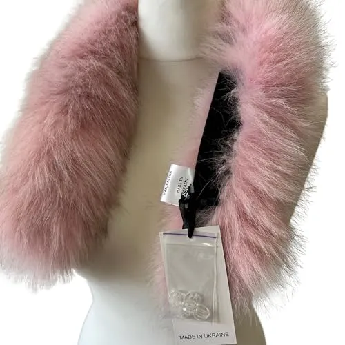 Cute Pink Trim Collar Fur fox for winter coat parka hood 75 cm  Handmade Products