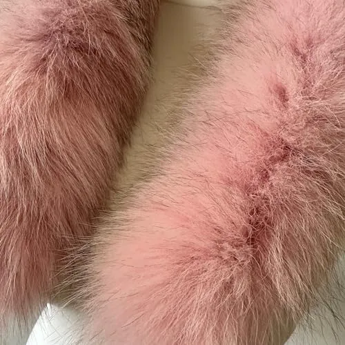 Cute Pink Trim Collar Fur fox for winter coat parka hood 75 cm  Handmade Products