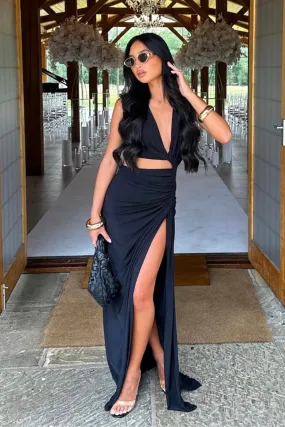 Dakota black cut out ruched maxi dress