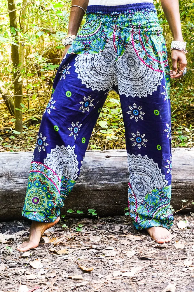 Dark Blue Star Mandala Harem Pants
