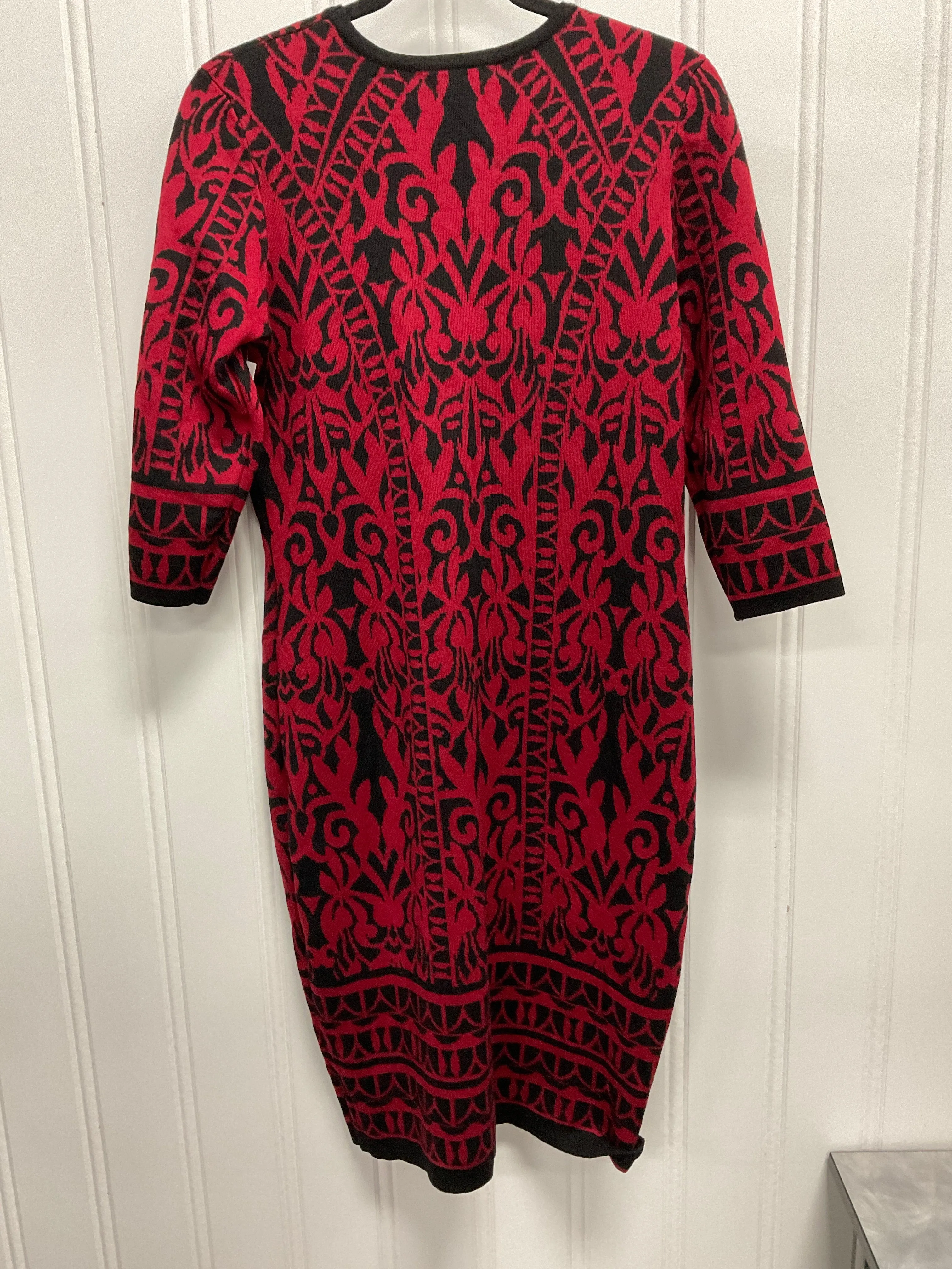 Dress Sweater By Dannyandnicole In Black & Red, Size: L