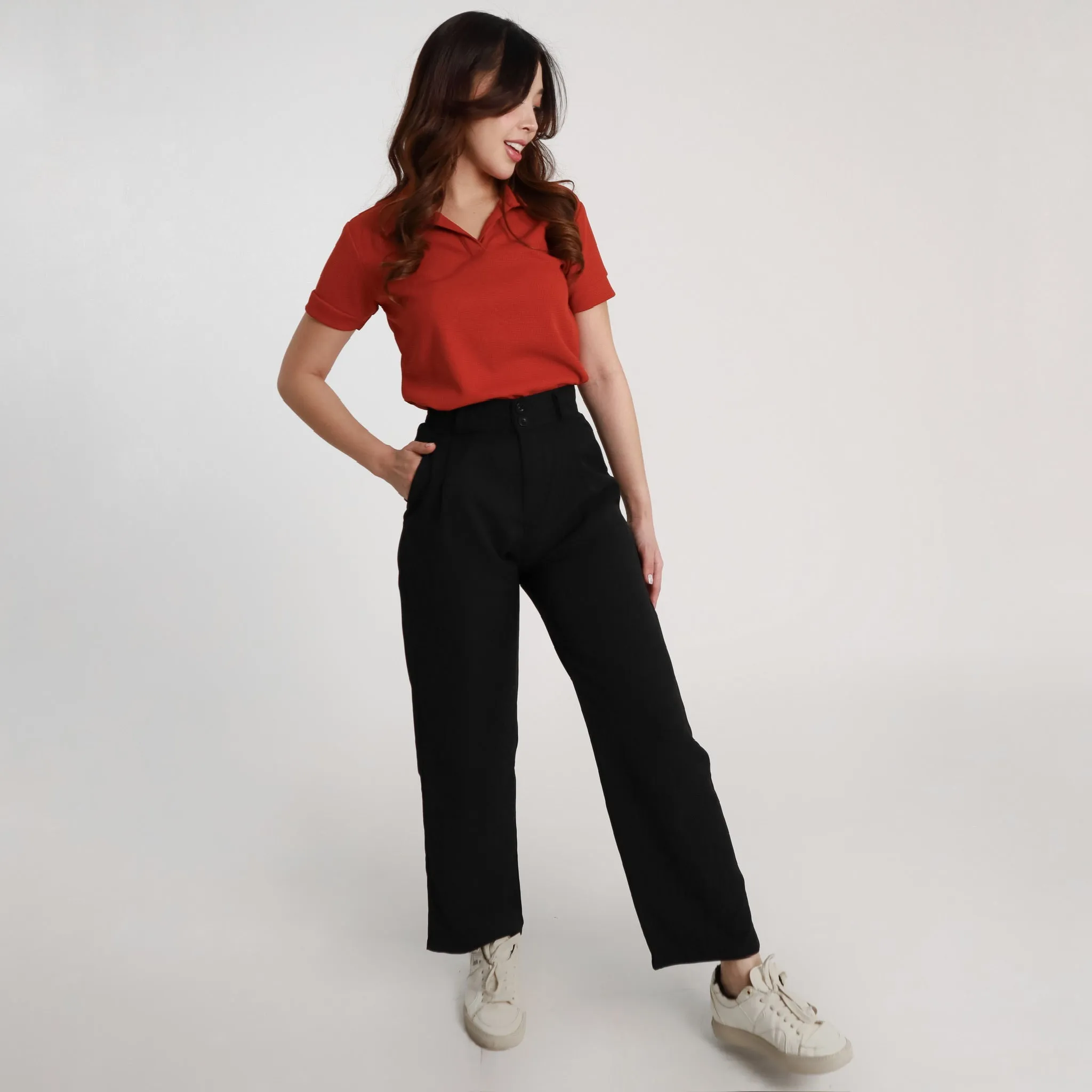 Drifty High-Waist Pants - Black
