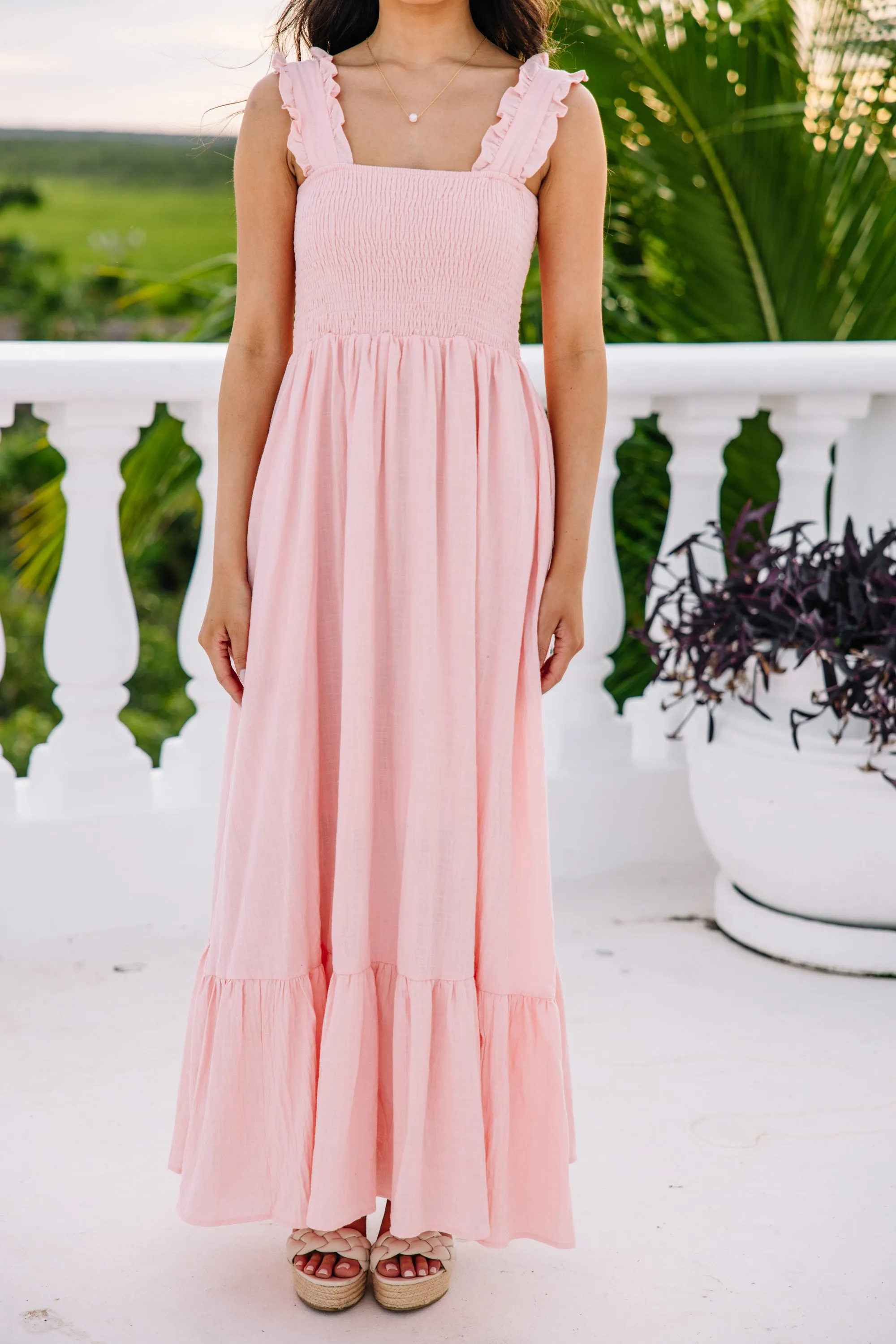 Easy Love Blush Pink Smocked Maxi Dress