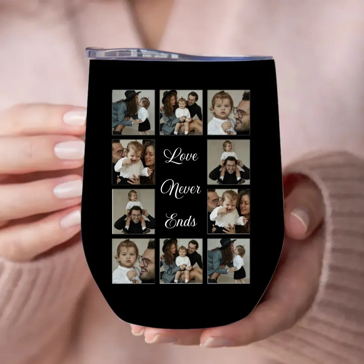 Family - Custom Image - Personalized Wine Tumbler (BL)