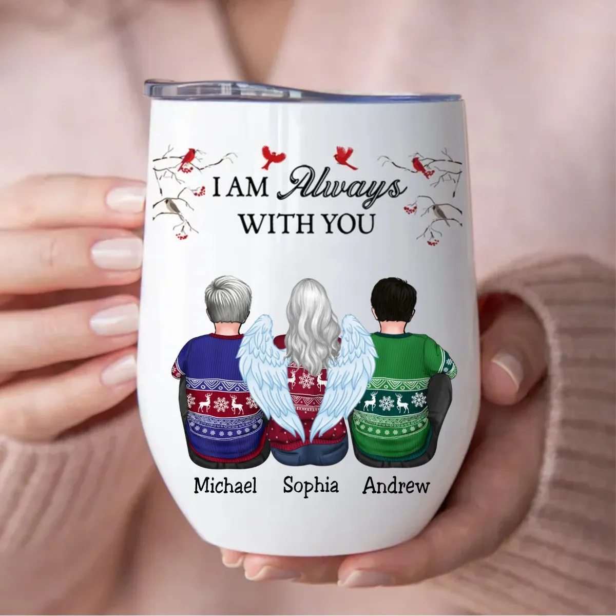 Family - I Am Always With You - Personalized Wine Tumbler