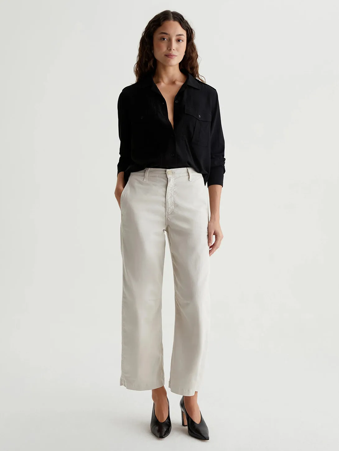 Fiona High Rise Barrel Pant - Pumice