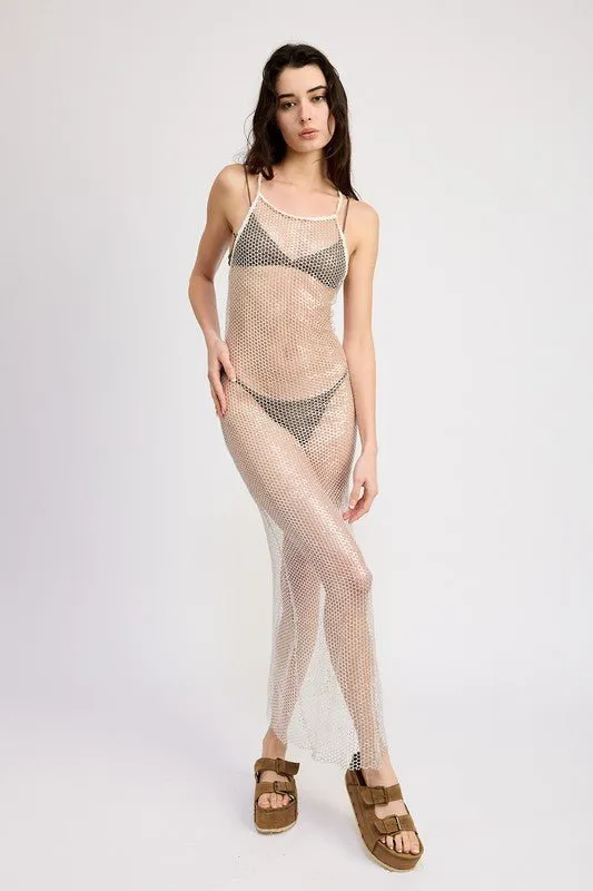 Fish Net Halter Maxi Dress