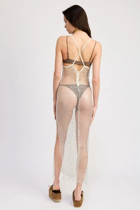 Fish Net Halter Maxi Dress