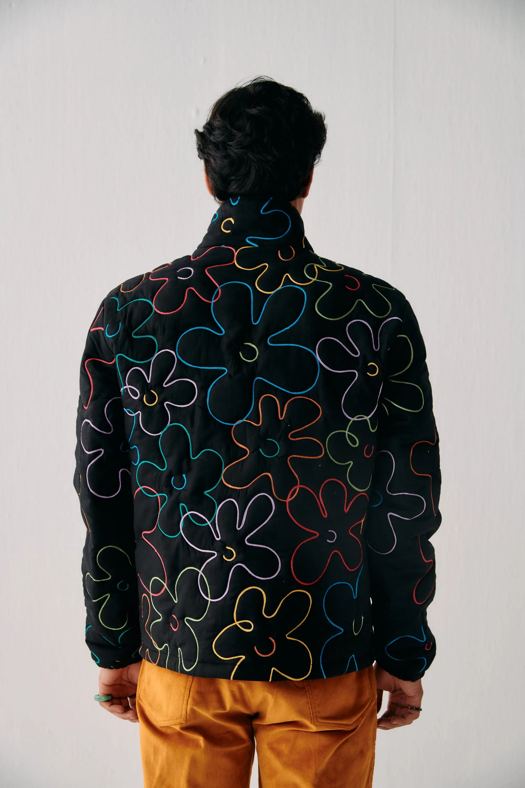 Floral embroidered quilted jacket