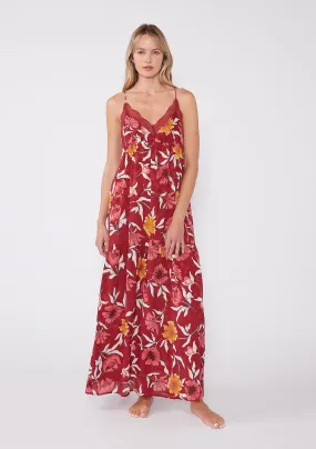 Floral Print Sleeveless Tiered Maxi Slip Dress