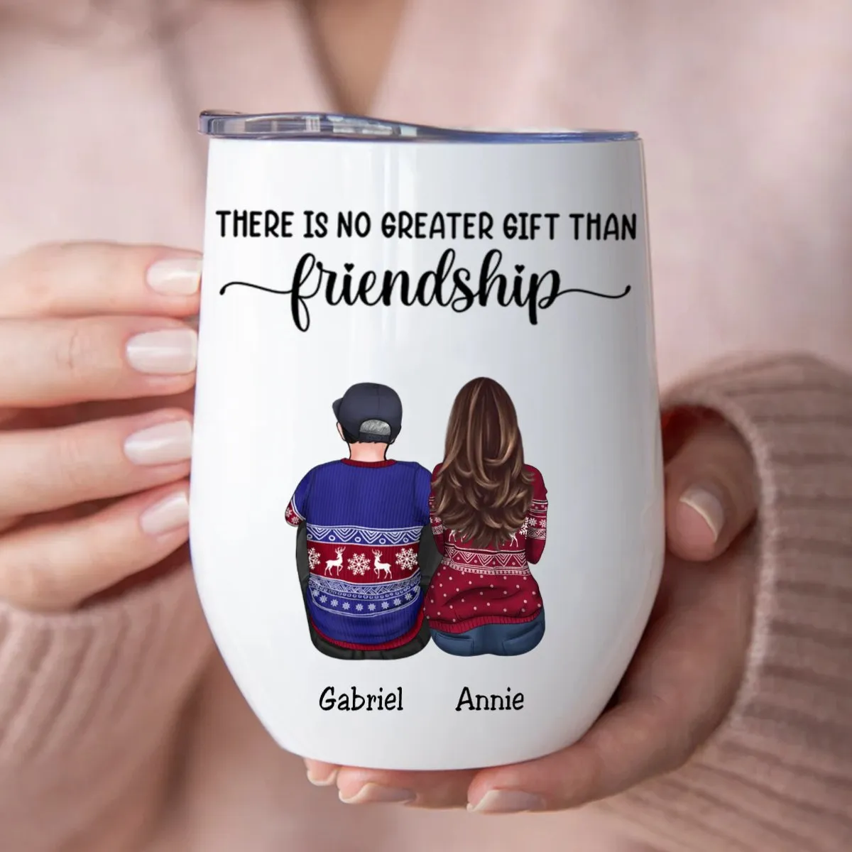 Friends - There Is No Greater Gift Than Friendship - Personalized Wine Tumbler (AA)
