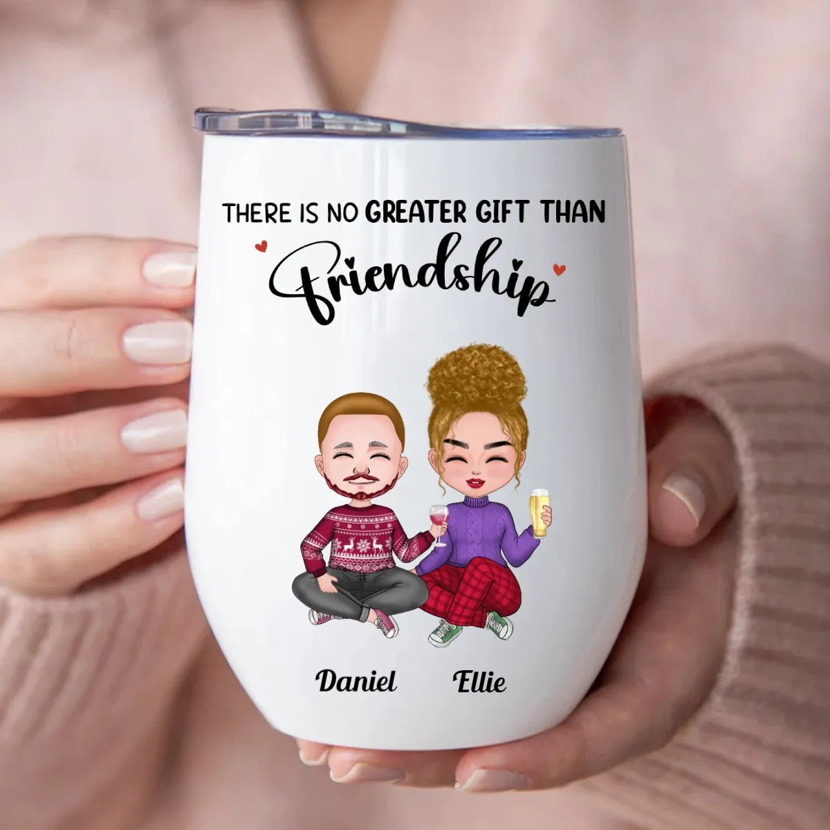 Friends - There Is No Greater Gift Than Friendship - Personalized Wine Tumbler