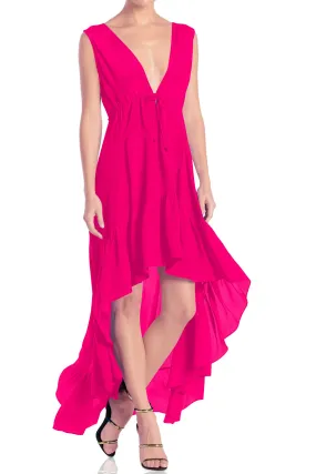 Fuchsia High Low Ruffle Dress