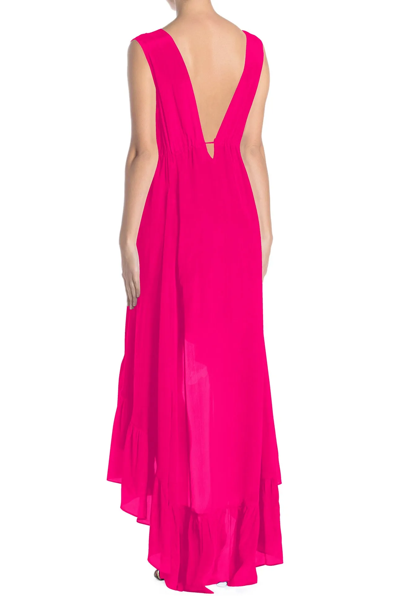 Fuchsia High Low Ruffle Dress