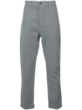 Grey Cotton Linen Straight Leg Pant