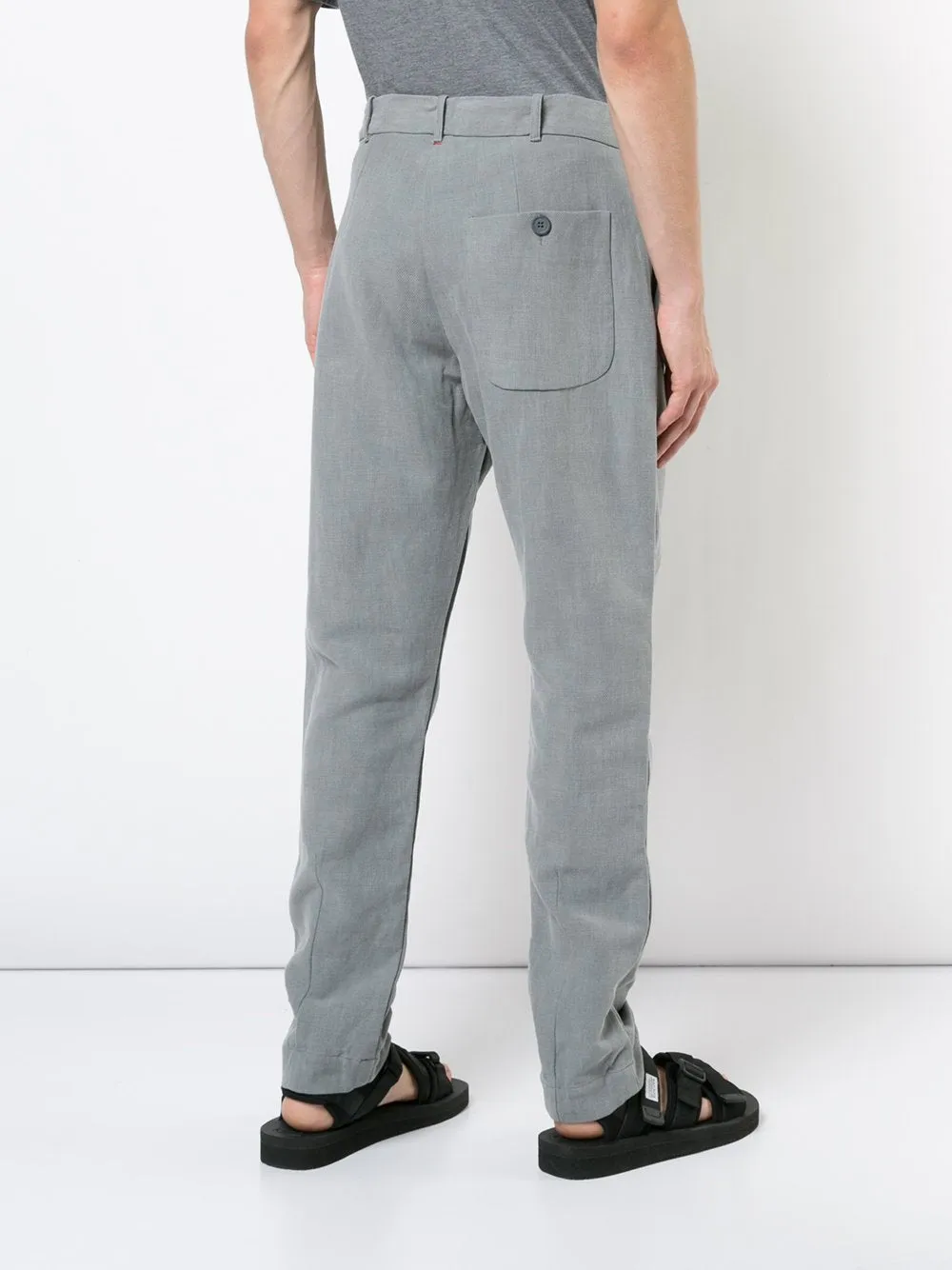 Grey Cotton Linen Straight Leg Pant