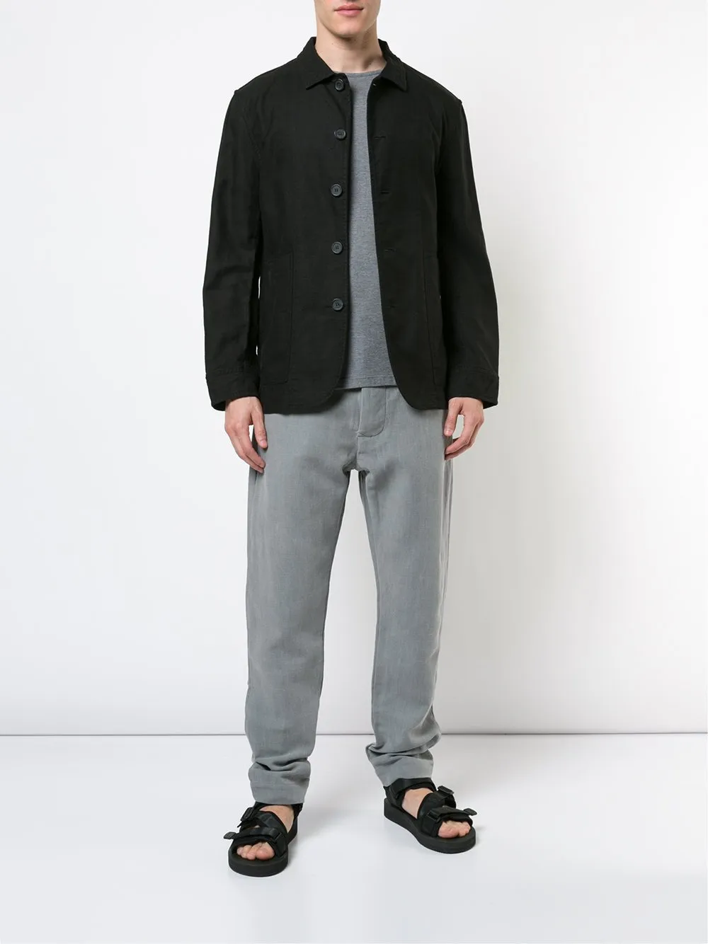 Grey Cotton Linen Straight Leg Pant