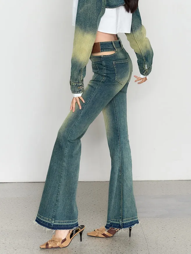 High Waist Retro Wash Bootcut Jeans