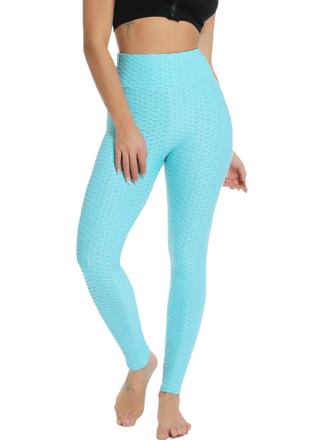 High Waist Textured Ruched Women Yoga Pants