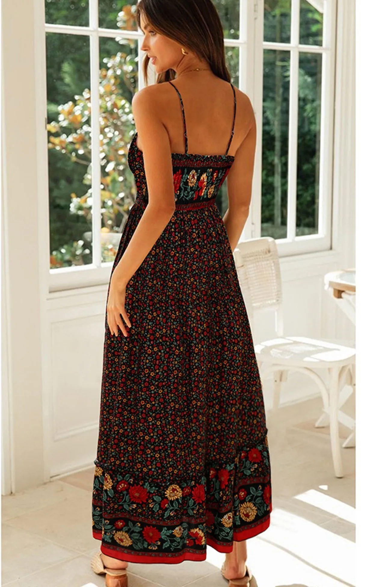 Ivyshape | Bohemian V-Neck Floral Maxi Dress