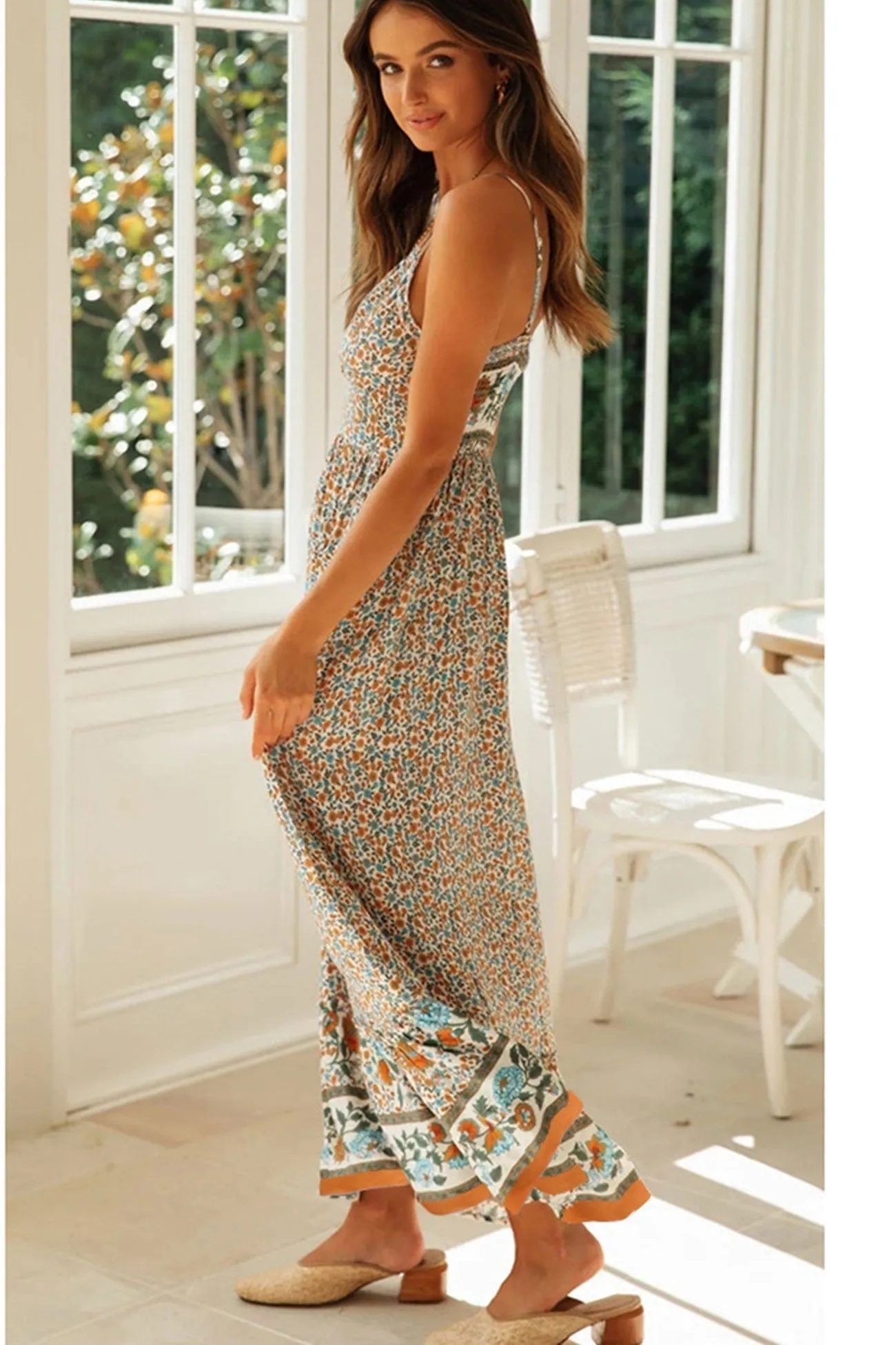 Ivyshape | Bohemian V-Neck Floral Maxi Dress
