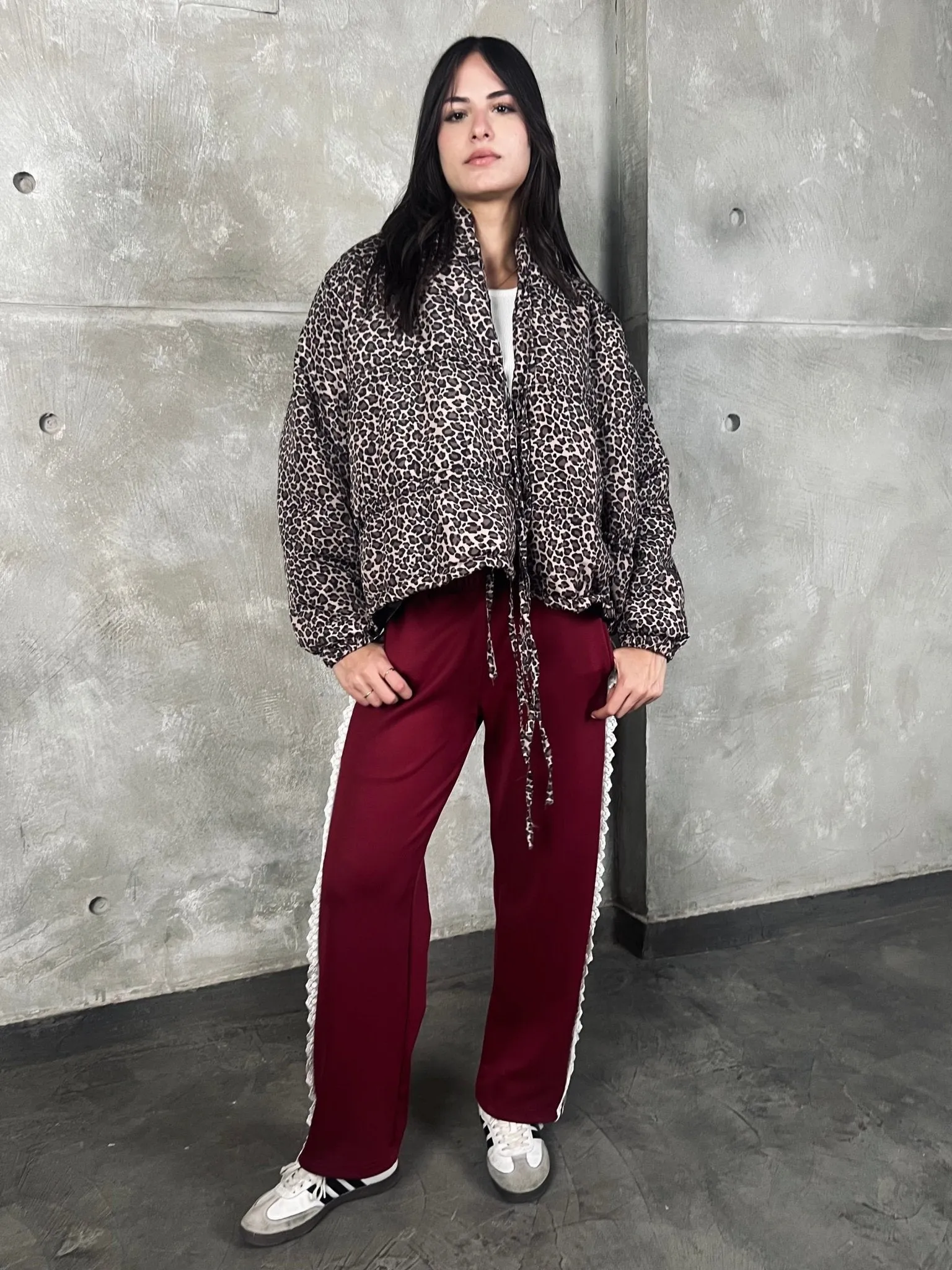 Leopard Bow Quilted Jacket