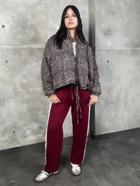 Leopard Bow Quilted Jacket