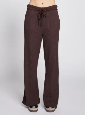 Luxe Thermal Ruched Waist Pant in Espresso