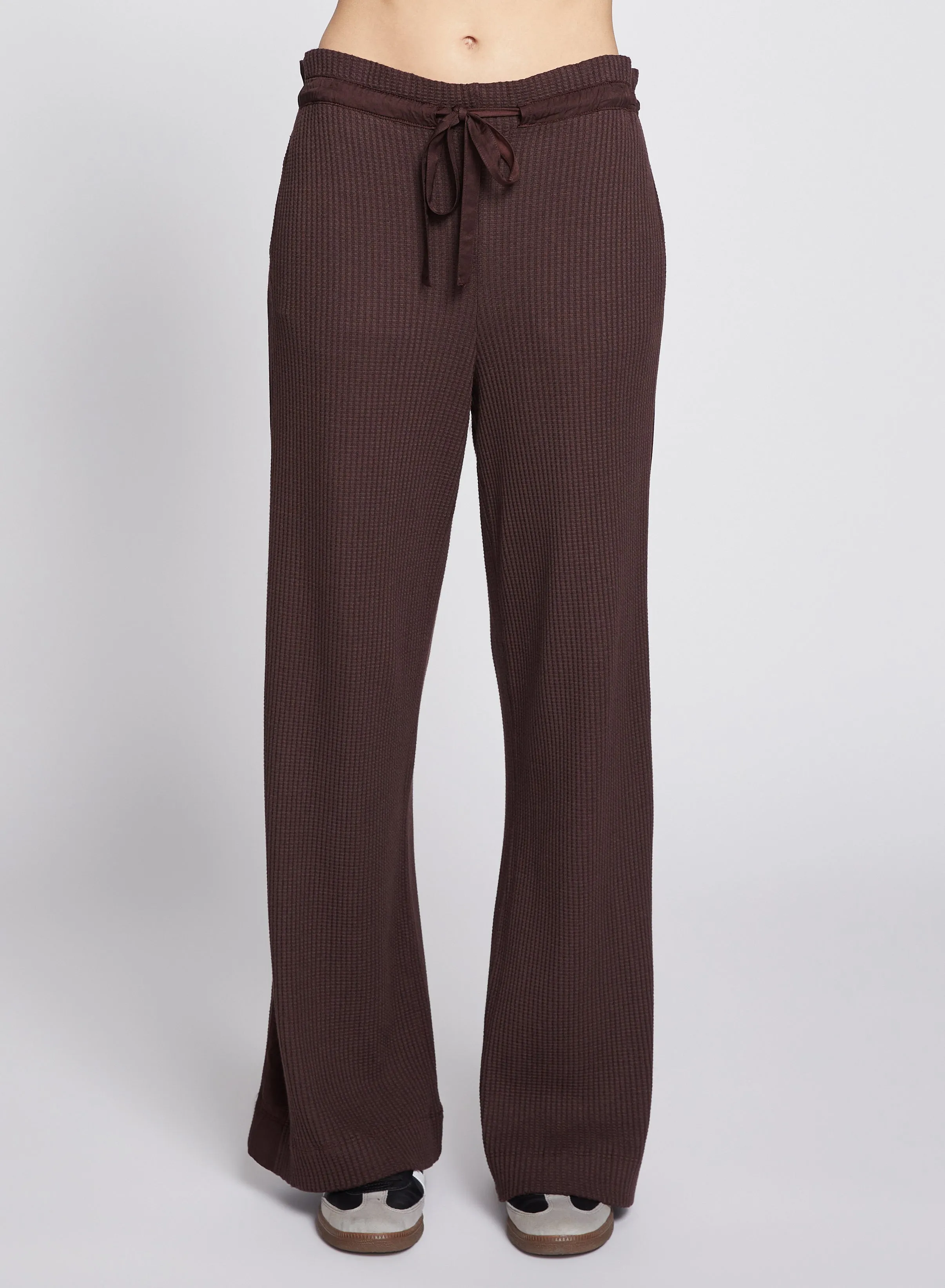 Luxe Thermal Ruched Waist Pant in Espresso