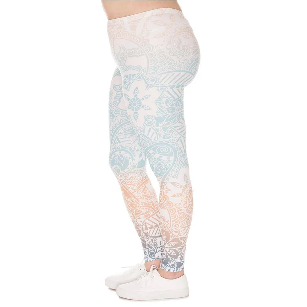 Mandala Mint Printed High Waist Leggings