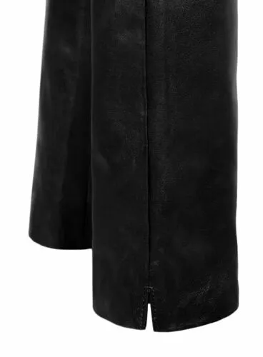 Men's Black Genuine Leather Slim Fit Jeans Pants