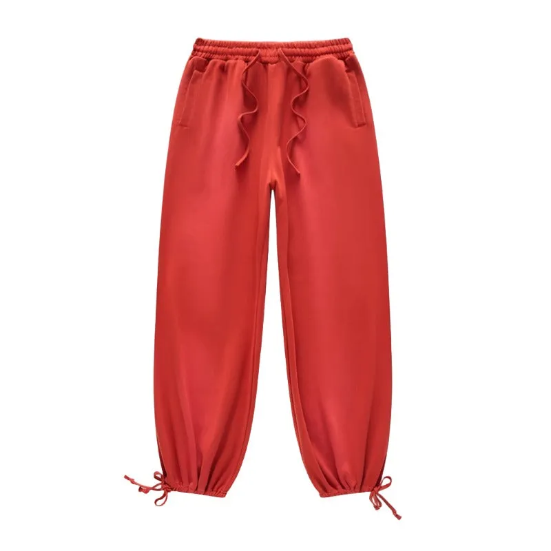 Metallic Solid Color Drawstring Jogger Sweatpants