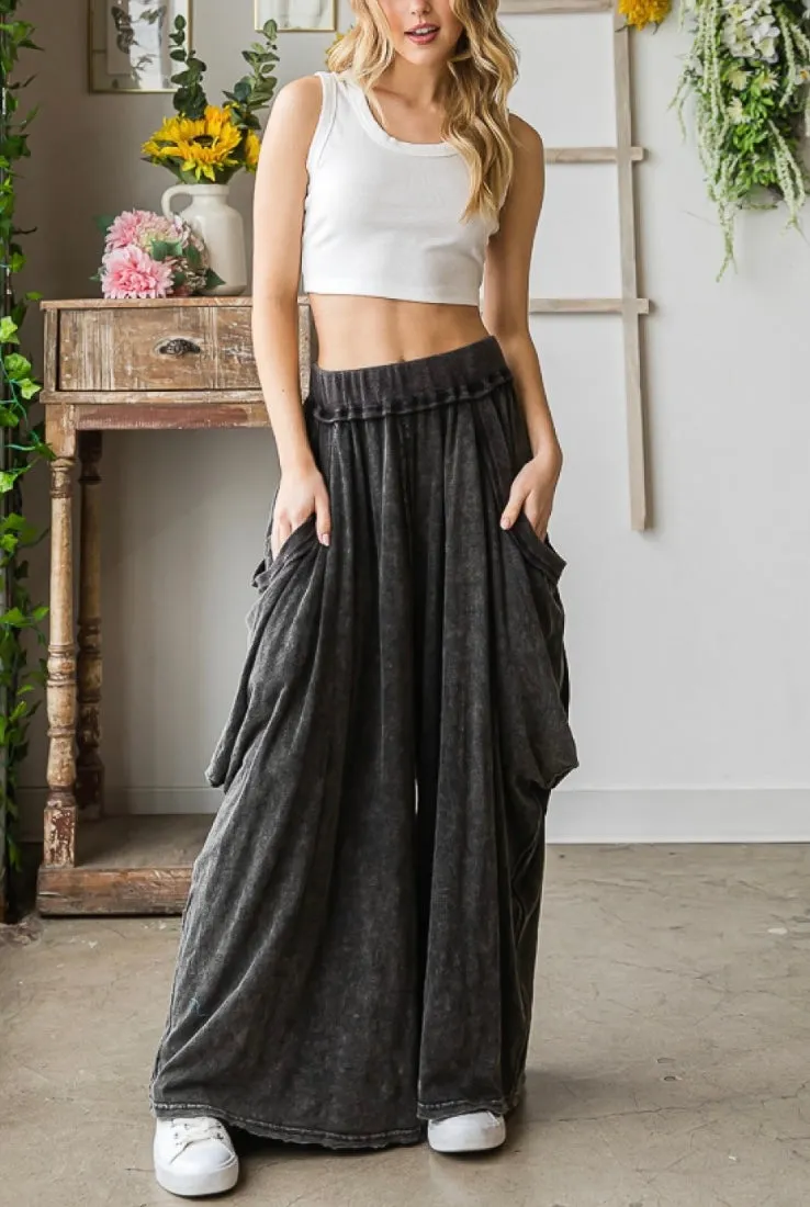 Mineral Washed Jetty Harlem Pants By Oli & Hali Wide Leg Pants