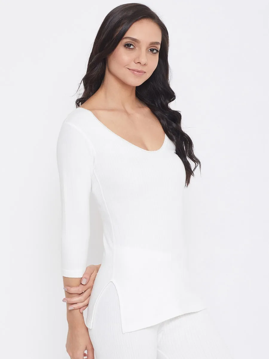 Neva Modal Deep Scoop Neck 3/4th Sleeve Warmer/Thermal Upper for Women