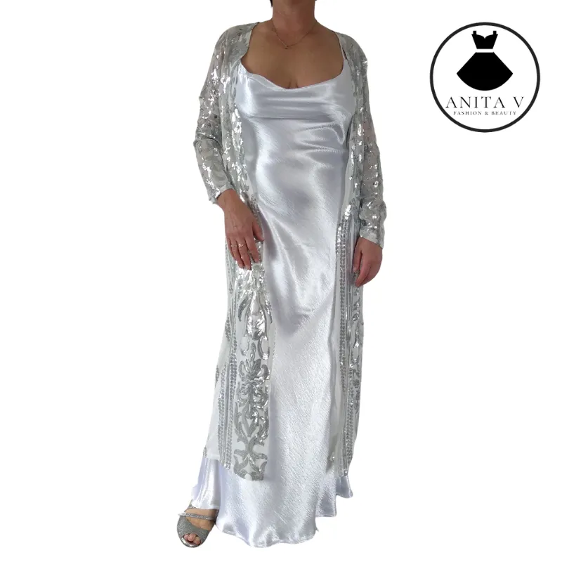 NEW White silky slip dress, size 12, hire $30