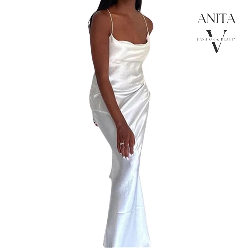NEW White silky slip dress, size 12, hire $30