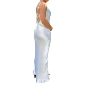 NEW White silky slip dress, size 12, hire $30