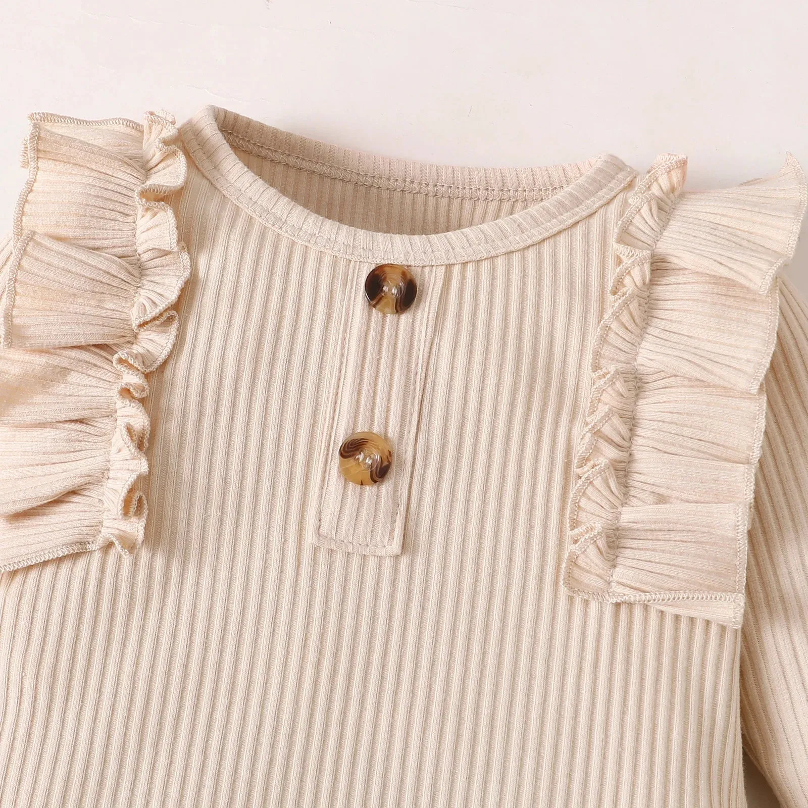 Newborn Girl 3PCS Set Ribbed Bodysuit