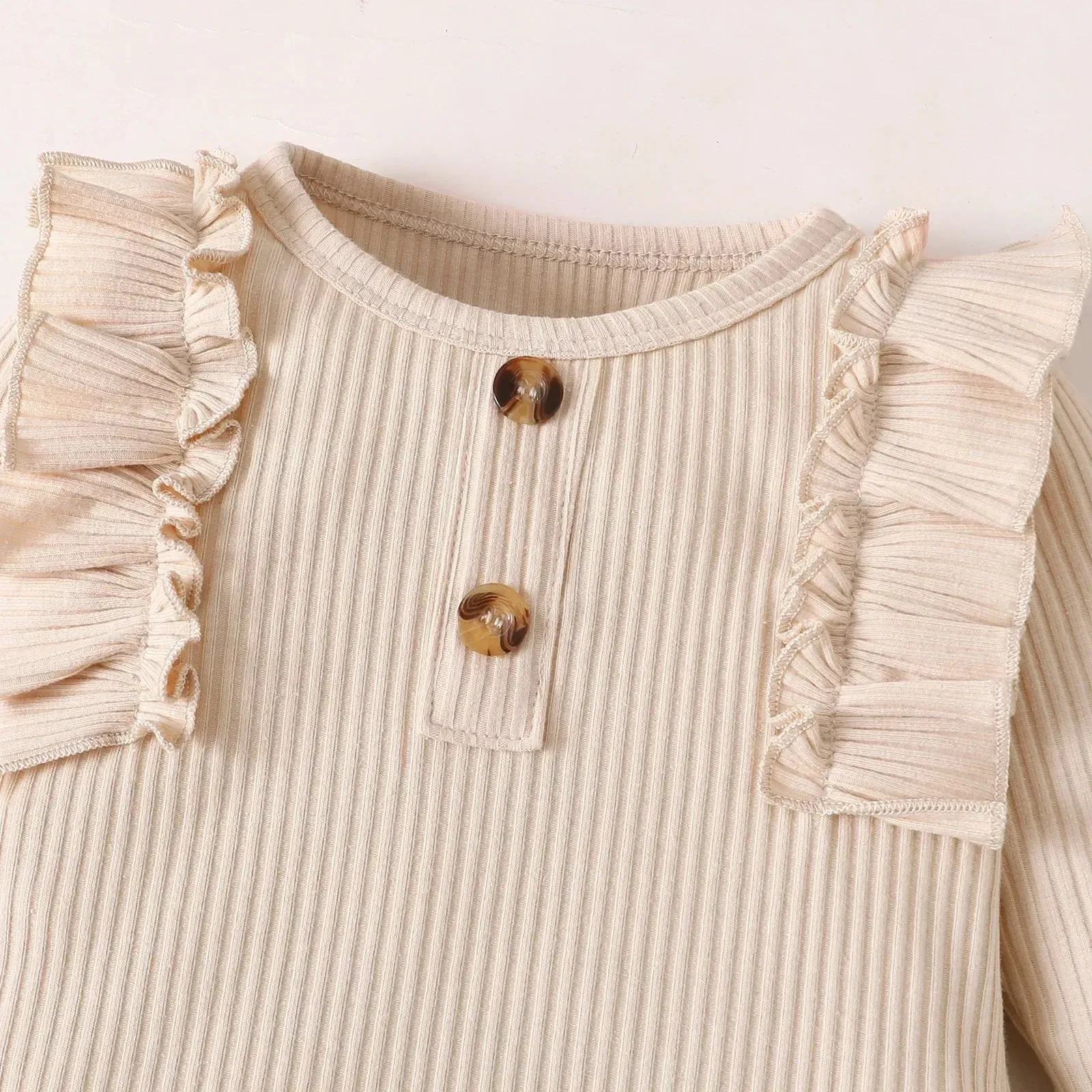 Newborn Girl 3PCS Set Ribbed Bodysuit