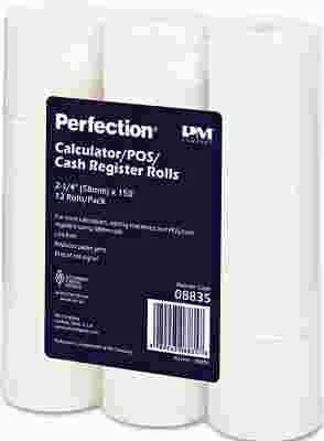One-Ply Adding Machine/Calculator Rolls 2-1/4 Inch  X 150 Ft White 12/Pack