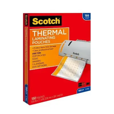 Open Box - Scotch 150ct Thermal Pouches Letter Size 3mm