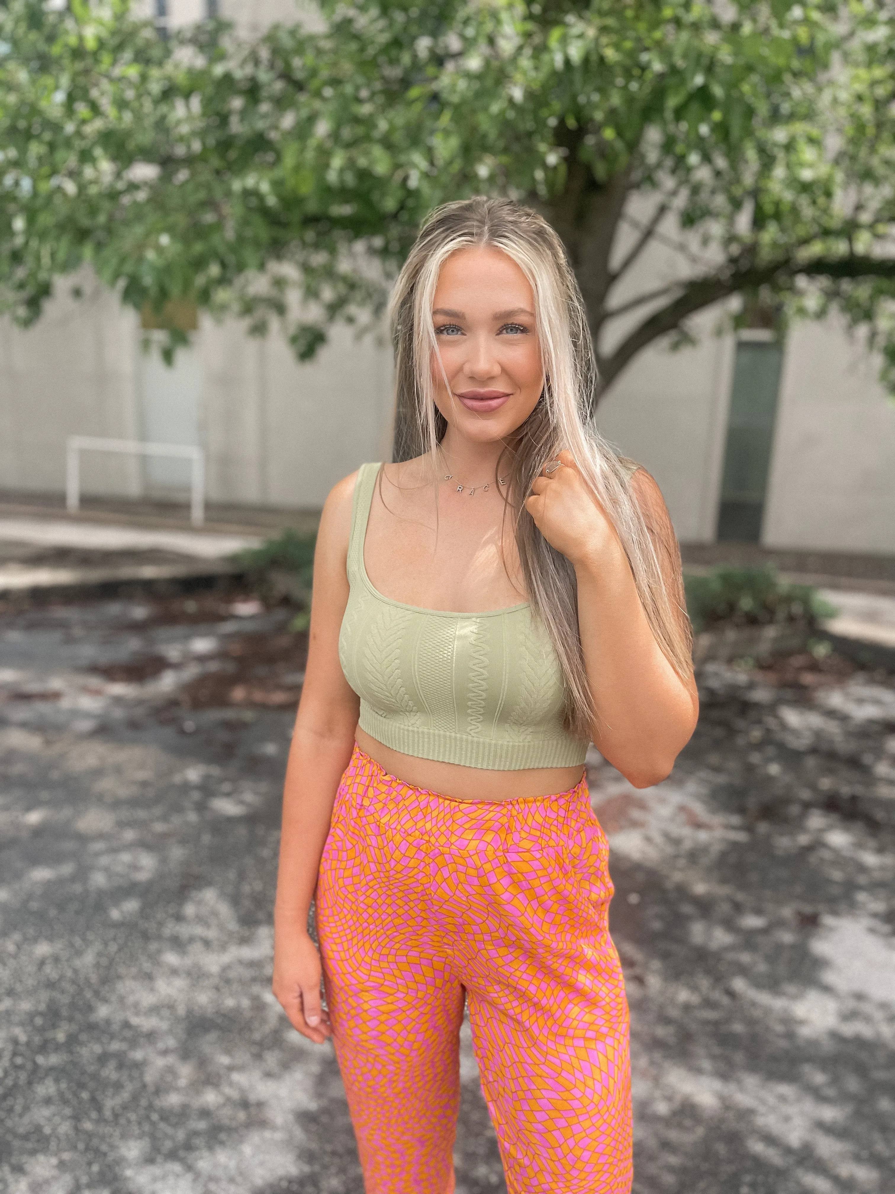 Orange & Purple Wavy Checked Pants