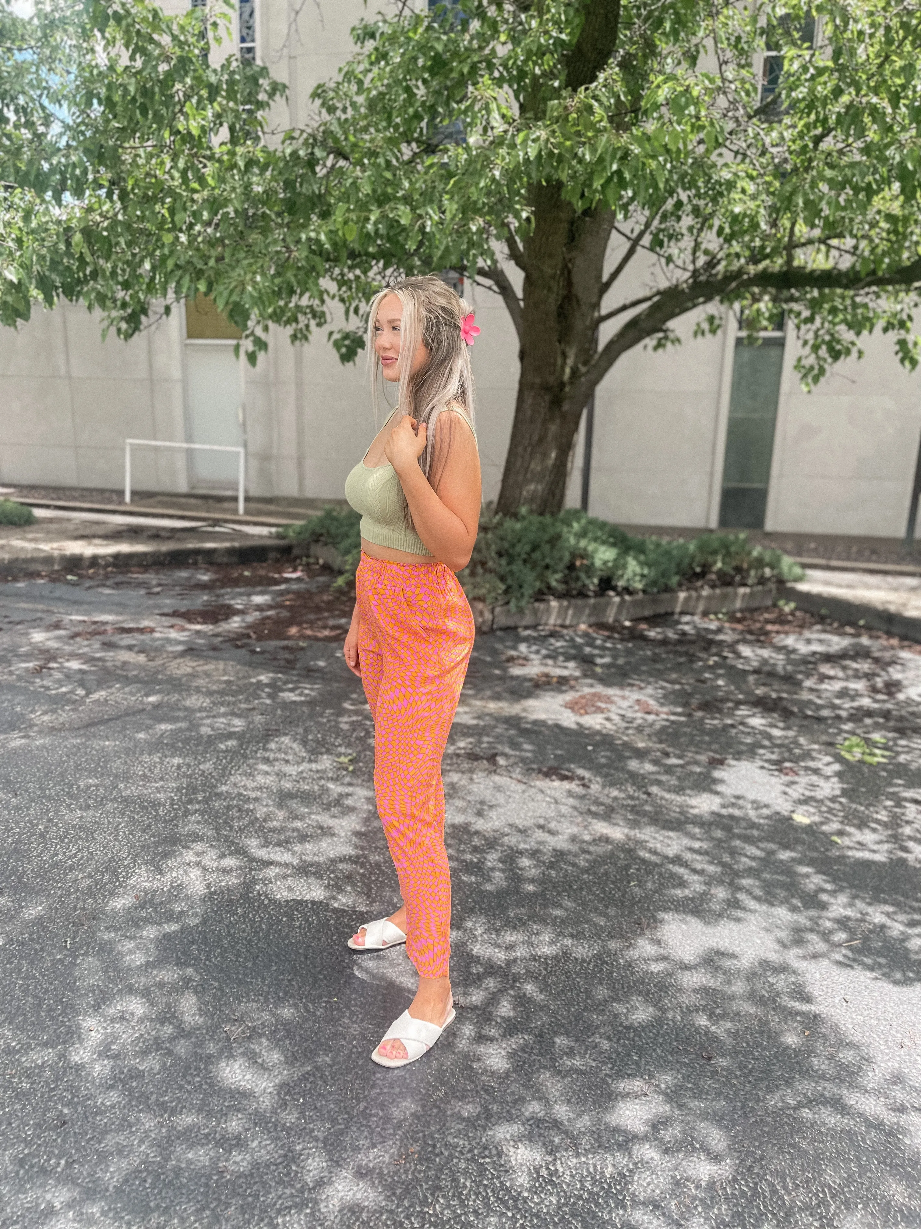 Orange & Purple Wavy Checked Pants