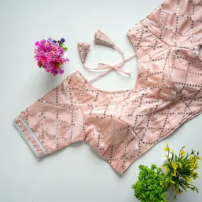 Peach Color metalic Jimmy Choo Blouse with Exquisite Sequence Embroidery