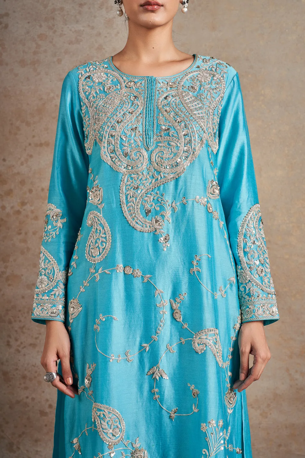 Pearl Hand Embroidered Kurta Set