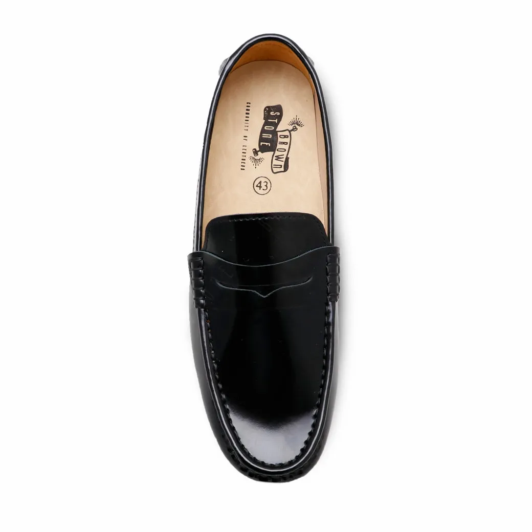 Penny Leather Loafer European Brush Off Clear Matte Black